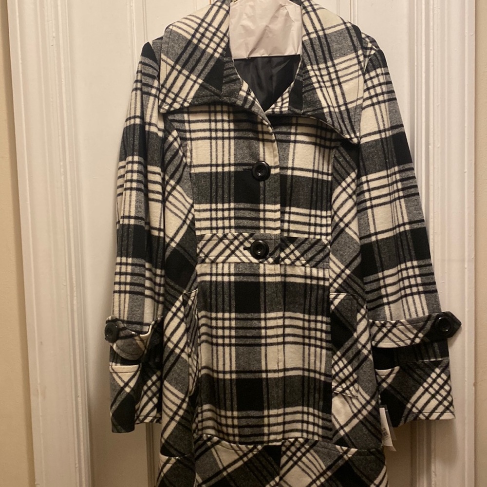 Ambition from Macys Plaid Black & White Coat Brand New with tags attached